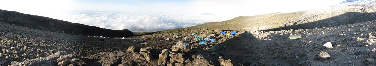 Sunrise at Karanga Valley campground on Mt. Kilimanjaro