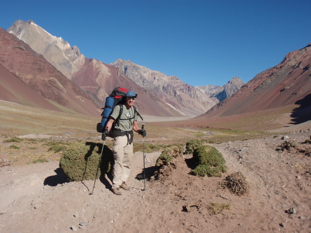 Approach to Base Camp via 20 km long Horcones Valley at 3,500 m